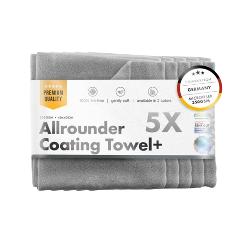 Allrounder Coating Towel 350 GSM, lavetă microfibră universală, 350 GSM, 40x40 cm, gri, pachet 5 buc